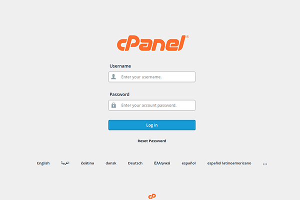 typical cpanel
